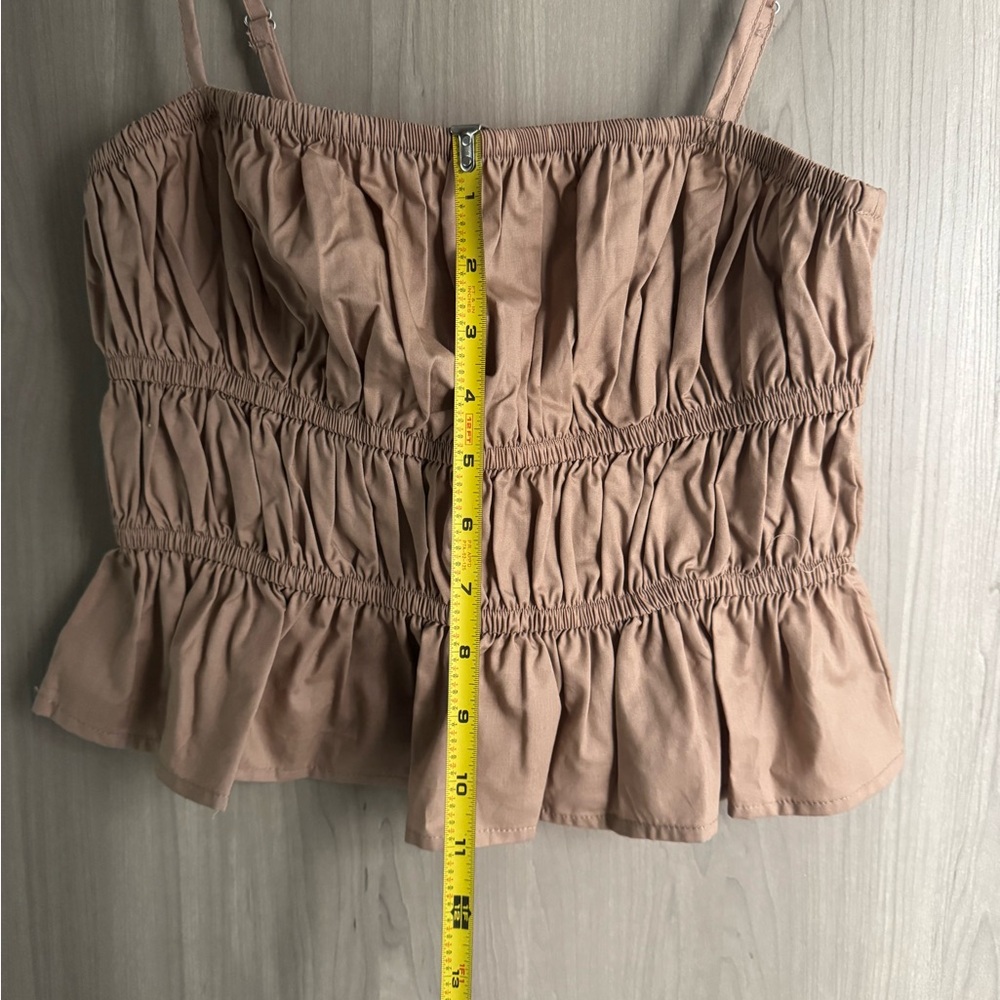 Lee | Tan Ruched Ruffled Cami | Size M - Picture 5 of 6